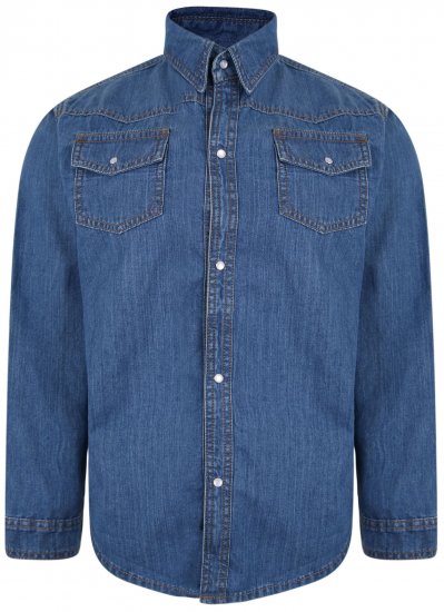 Kam Jeans 602 Denim Shirt Stonewash - Camisas - Camisas Homem Tamanhos Grandes