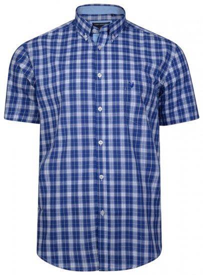 Kam Jeans 6155 Short Sleeve Check Shirt Blue - Camisas - Camisas Homem Tamanhos Grandes
