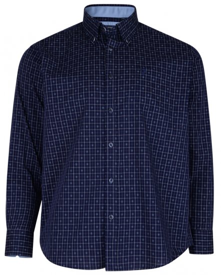 Kam Jeans 6158 Long Sleeve Dobby Embroidery Shirt Navy - Camisas - Camisas Homem Tamanhos Grandes