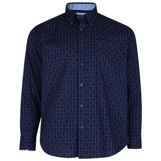 Kam Jeans 6158 Long Sleeve Dobby Embroidery Shirt Navy - Camisas - Camisas Homem Tamanhos Grandes
