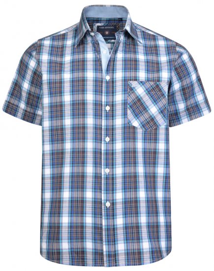 Kam Jeans 6163 Short Sleeve Shirt Blue - Camisas - Camisas Homem Tamanhos Grandes