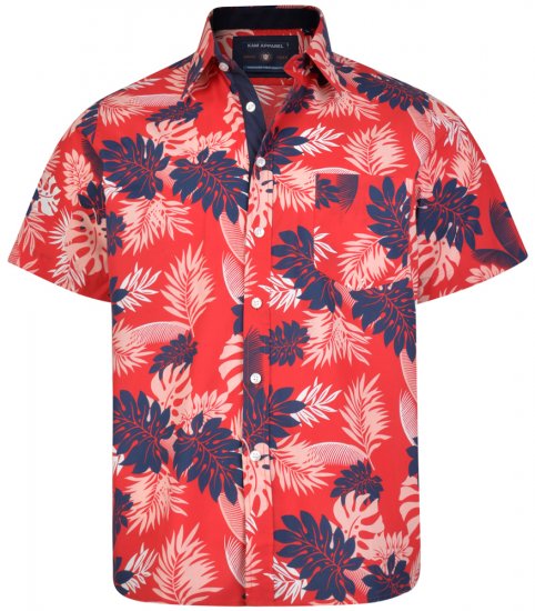 Kam Jeans 6166 Hawaii Shirt Red - Camisas - Camisas Homem Tamanhos Grandes