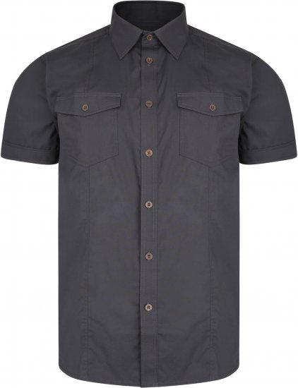 Kam Jeans 6180 Retro Stretch Shirt Charcoal - Camisas - Camisas Homem Tamanhos Grandes