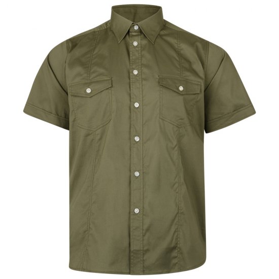 Kam Jeans 6180 Retro Stretch Shirt Khaki DUPLICATE - Camisas - Camisas Homem Tamanhos Grandes