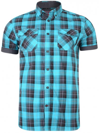 Kam Jeans 6184 Short Sleeve Shirt Teal - Camisas - Camisas Homem Tamanhos Grandes