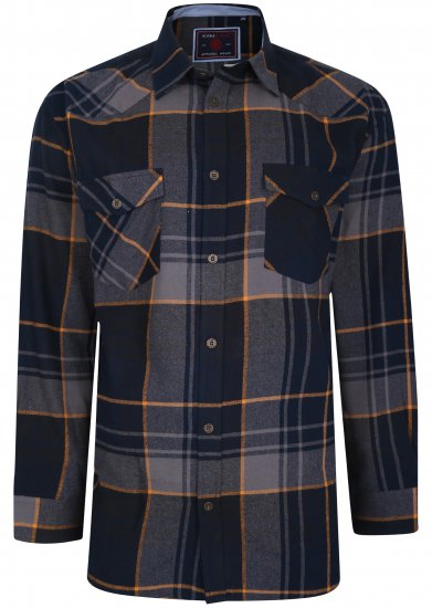 Kam Jeans 6193 Long Sleeve Flannel Shirt Navy - Camisas - Camisas Homem Tamanhos Grandes