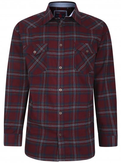Kam Jeans 6194 Long Sleeve Flannel Shirt Burgundy - Camisas - Camisas Homem Tamanhos Grandes