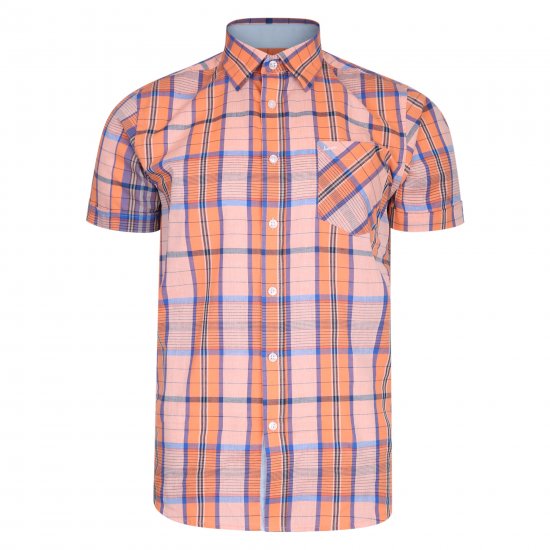 Kam Jeans 6201 Summer Casual Check Shirt Peach - Camisas - Camisas Homem Tamanhos Grandes