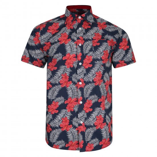 Kam Jeans 6207 Floral Print Shirt Navy - Camisas - Camisas Homem Tamanhos Grandes