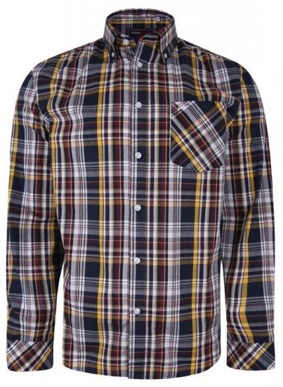 Kam Jeans 6208 LS Casual Check Shirt Navy - Camisas - Camisas Homem Tamanhos Grandes