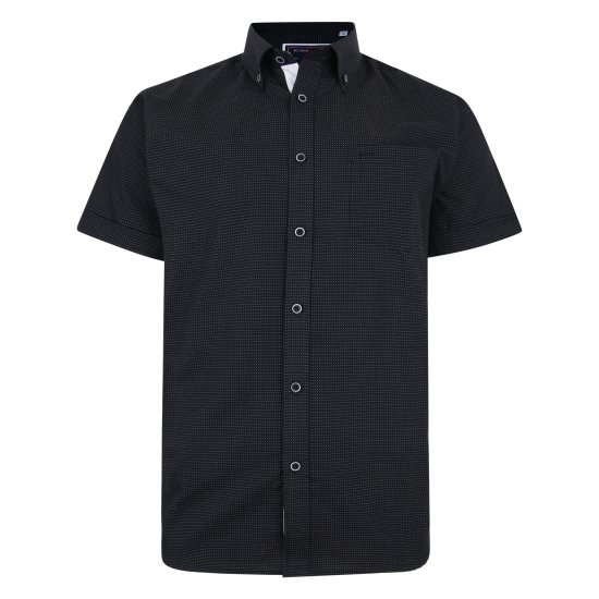 Kam Jeans 6210 SS Dobby Stitch Shirt Black - Camisas - Camisas Homem Tamanhos Grandes