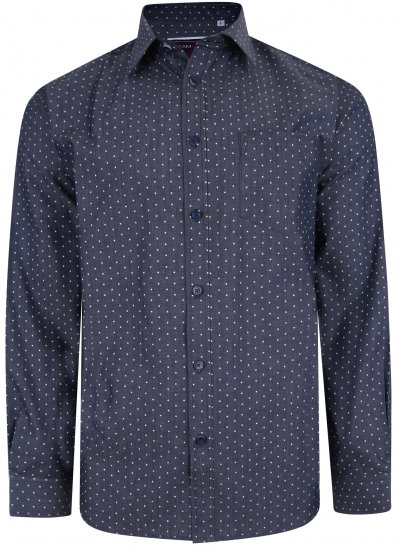 Kam Jeans KBS 6212 Star Print Chambray Shirt Indigo - Camisas - Camisas Homem Tamanhos Grandes
