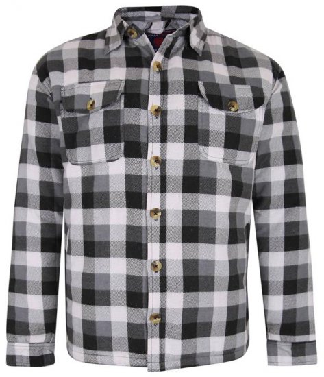 Kam Jeans 6213 Sherpa Lined Flannel Shirt Black - Camisas - Camisas Homem Tamanhos Grandes
