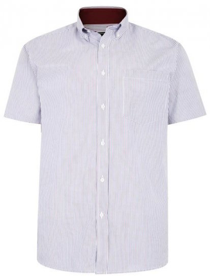 Kam Jeans 6218 SS Casual Stripe Shirt Burgundy - Camisas - Camisas Homem Tamanhos Grandes