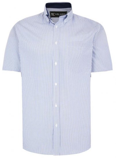 Kam Jeans 6218 SS Casual Stripe Shirt Navy - Camisas - Camisas Homem Tamanhos Grandes