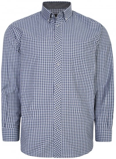 Kam Jeans 6219 LS Mini Gingham Check Shirt Charcoal - Camisas - Camisas Homem Tamanhos Grandes