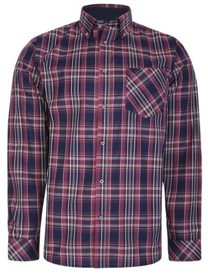 Kam Jeans 6221 Casual Checked Shirt Plum - Camisas - Camisas Homem Tamanhos Grandes
