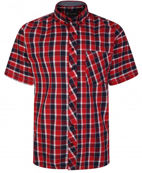 Kam Jeans 6240 SS Check Shirt Red - Camisas - Camisas Homem Tamanhos Grandes
