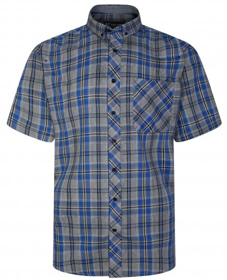 Kam Jeans 6241 SS Check Shirt Blue - Camisas - Camisas Homem Tamanhos Grandes