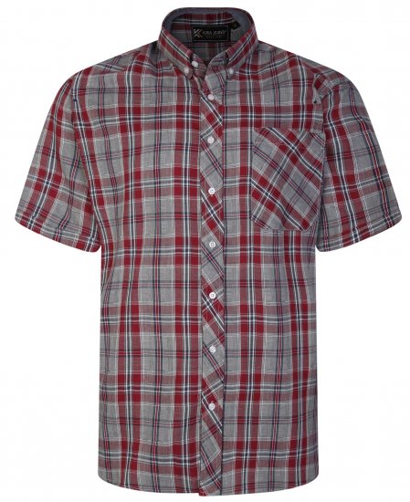 Kam Jeans 6241 SS Check Shirt Burgundy - Camisas - Camisas Homem Tamanhos Grandes