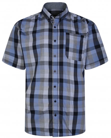 Kam Jeans 6242 Casual Checked Shirt Blue - Camisas - Camisas Homem Tamanhos Grandes