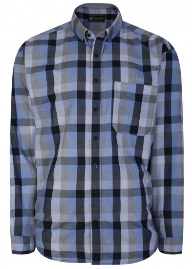 Kam Jeans 6242 Long Sleeve Casual Checked Shirt Blue - Camisas - Camisas Homem Tamanhos Grandes
