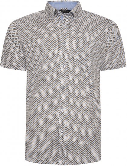 Kam Jeans 6281 All Over Geo Print Shirt White - Camisas - Camisas Homem Tamanhos Grandes