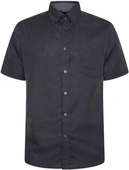 Kam Jeans 6300 Dobby Stripe Short Sleeve Shirt Dark Grey - Camisas - Camisas Homem Tamanhos Grandes