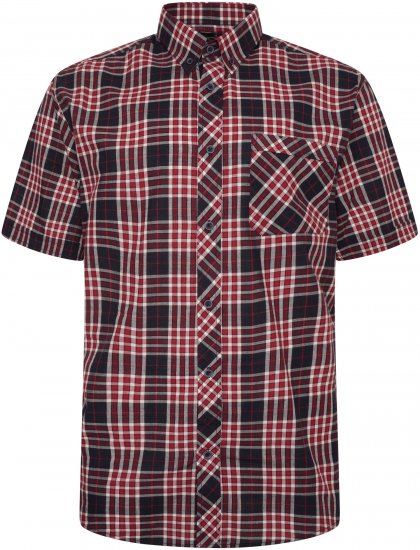 Kam Jeans 6301 Casual Check Short Sleeve Shirt Burgundy - Camisas - Camisas Homem Tamanhos Grandes