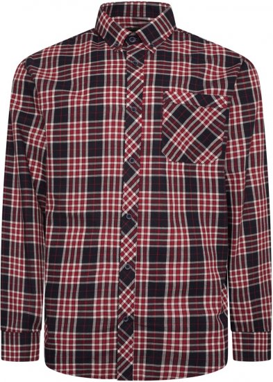 Kam Jeans 6301 LS Casual Check Shirt Red - Camisas - Camisas Homem Tamanhos Grandes