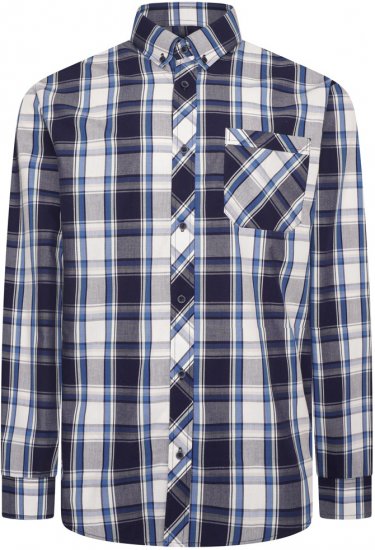 Kam Jeans 6301 LS Casual Check Shirt Navy - Camisas - Camisas Homem Tamanhos Grandes