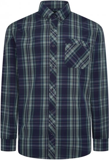 Kam Jeans 6301 LS Casual Check Shirt Teal - Camisas - Camisas Homem Tamanhos Grandes