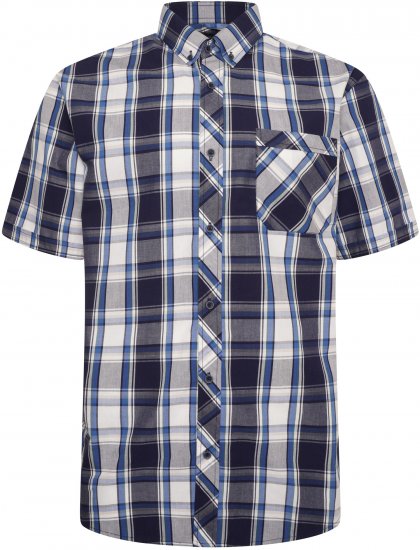 Kam Jeans 6301 Casual Check Short Sleeve Shirt Navy - Camisas - Camisas Homem Tamanhos Grandes