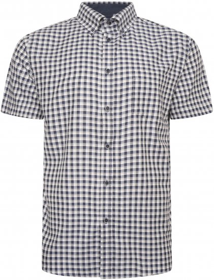 Kam Jeans 6302 Casual Gingham Check Shirt Blue - Camisas - Camisas Homem Tamanhos Grandes