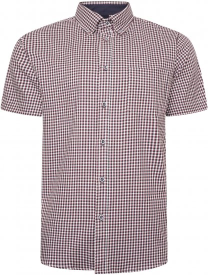 Kam Jeans 6302 Casual Gingham Check Shirt Navy - Camisas - Camisas Homem Tamanhos Grandes