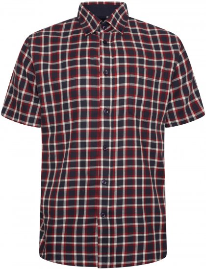 Kam Jeans 6303 Casual Check Short Sleeve Shirt Navy - Camisas - Camisas Homem Tamanhos Grandes