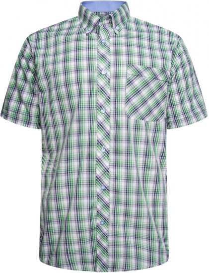 Kam Jeans 6311 Casual Check Short Sleeve Shirt Mint - Camisas - Camisas Homem Tamanhos Grandes