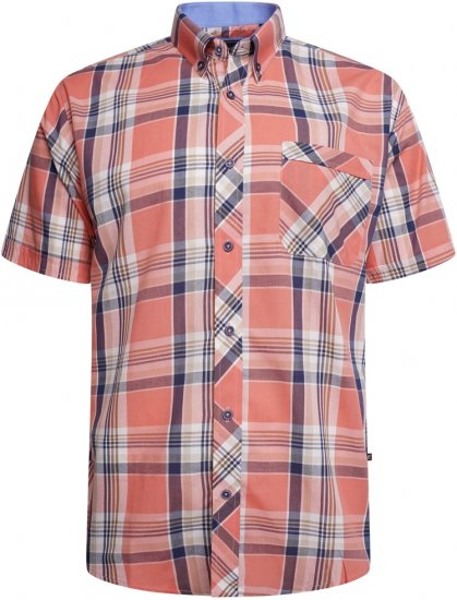 Kam Jeans 6312 Casual Check Short Sleeve Shirt Light Red - Camisas - Camisas Homem Tamanhos Grandes