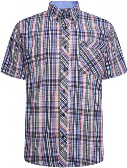 Kam Jeans 6313 Casual Check Short Sleeve Shirt Grey - Camisas - Camisas Homem Tamanhos Grandes