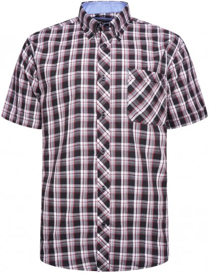 Kam Jeans 6316 Casual Check Short Sleeve Shirt Black - Camisas - Camisas Homem Tamanhos Grandes