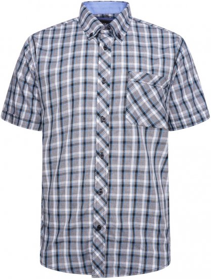 Kam Jeans 6316 Casual Check Short Sleeve Shirt Charcoal - Camisas - Camisas Homem Tamanhos Grandes