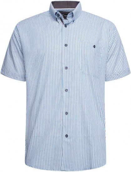 Kam Jeans 6321 Casual Stripe Short Sleeve Shirt Blue - Camisas - Camisas Homem Tamanhos Grandes