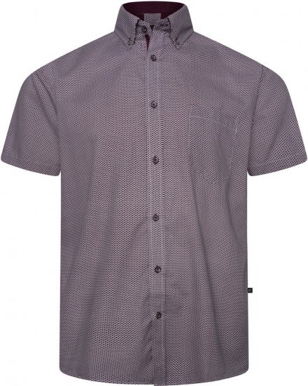 Kam Jeans 6332 AOP Dobby Print Shirt Burgundy - Camisas - Camisas Homem Tamanhos Grandes