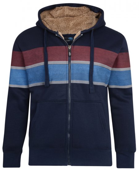 Kam Jeans 7007 Sherpa Lined Hoodie Navy - Sweatshirts & hoodies - Sweatshirt & Camisolas com Capuz tamanhos grandes