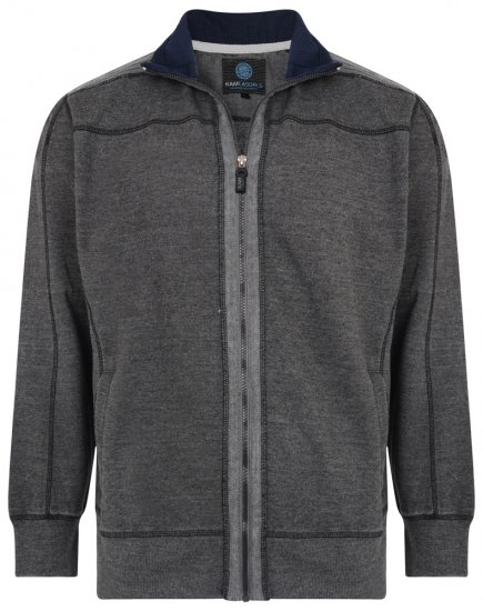 Kam Jeans 7011 Full Zip Sweat Charcoal - Sweatshirts & hoodies - Sweatshirt & Camisolas com Capuz tamanhos grandes