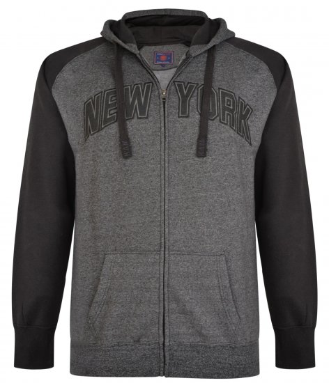 Kam Jeans Zip Thru Hoody Black - Sweatshirts & hoodies - Sweatshirt & Camisolas com Capuz tamanhos grandes