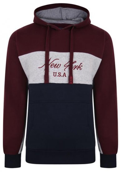 Kam Jeans 7033 NY Over The Head Hoodie Burgundy - Sweatshirts & hoodies - Sweatshirt & Camisolas com Capuz tamanhos grandes