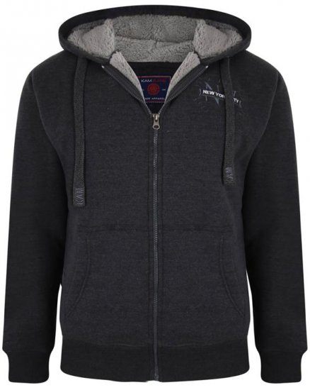Kam Jeans 7038 Sherpa Lined Hoodie Charcoal - Sweatshirts & hoodies - Sweatshirt & Camisolas com Capuz tamanhos grandes
