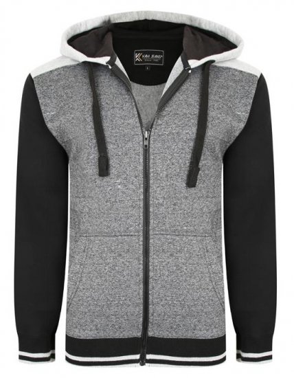 Kam Jeans 7042 Zip Thru Panelled Hoody Charcoal - Sweatshirts & hoodies - Sweatshirt & Camisolas com Capuz tamanhos grandes