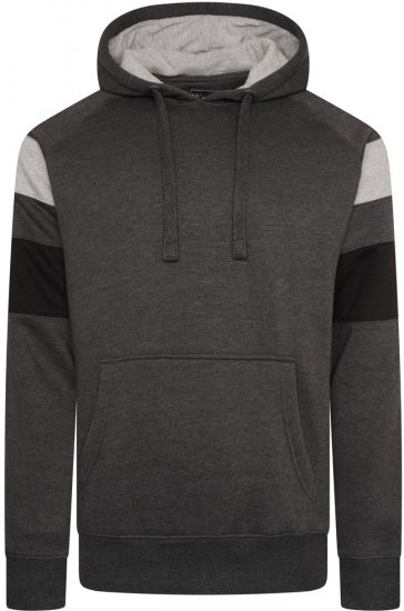 Kam Jeans 7068 Cut & Sew Over Head Hoody Charcoal - Sweatshirts & hoodies - Sweatshirt & Camisolas com Capuz tamanhos grandes